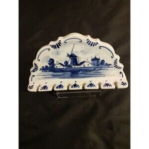 V.K. Delft Holland 6 decorative spoon holder blue windmill Sz 5.5X3.5